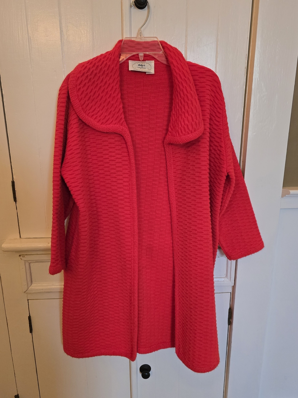 Bright Red Women's Open-Front Textured Cardigan Sweater